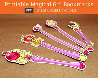 Juego de marcapáginas de chica mágica en PDF para descarga digital instantánea / marcapáginas de anime, marcapáginas kawaii, regalo otaku, marcapáginas bonito, marcapáginas geek