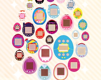 Tamagotchis of the World | 90s art, 90s print, 90s poster, 90s nostalgia, retro print, retro poster, 90s toys, infographic, virtual pet