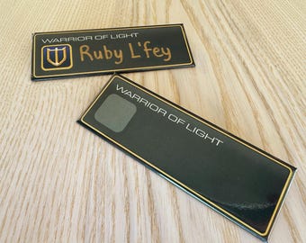 FFXIV Warrior of Light Nametag | Custom Cosplay Button, Final Fantasy Job Pin Button