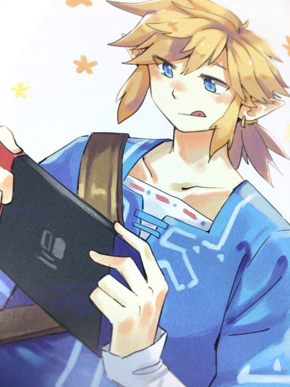 Happy Switchmas legend of zelda breath of the wild, video game print,  anime print, gamer gift, small art print, small anime print