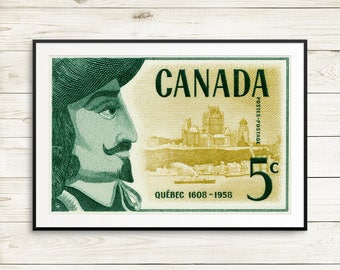 quebec city canada, explorer map print, quebec prints, montreal quebec, quebec canada, map of quebec, quebec posters, canadian history print
