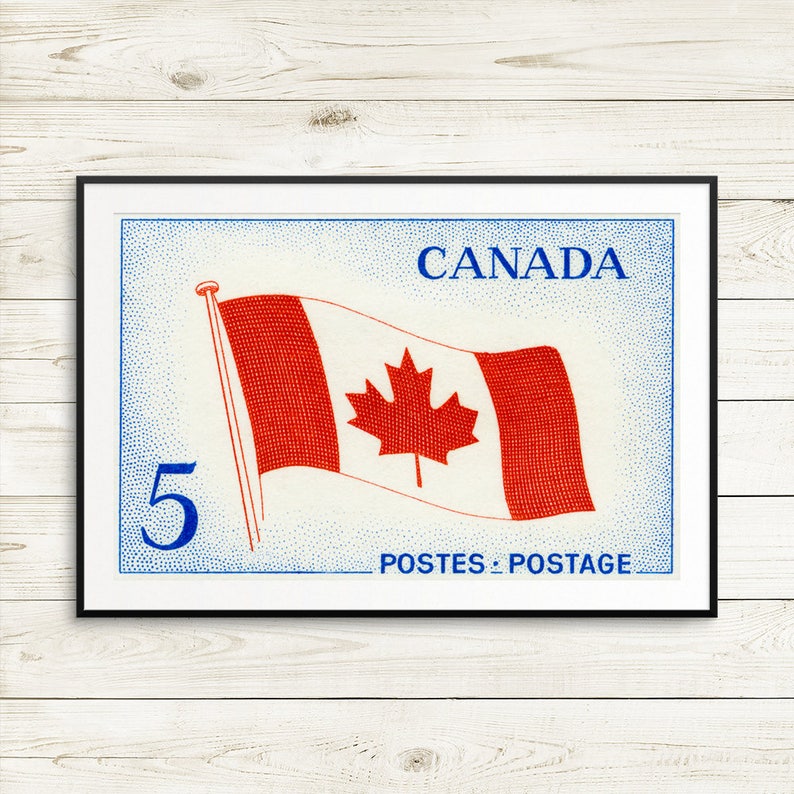 canadese vlag poster canada vlag kunst canada postzegels | etsy