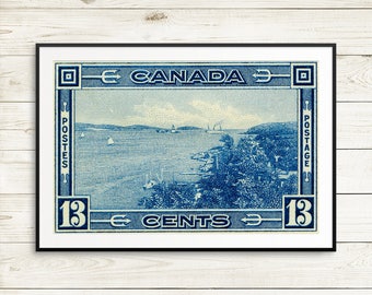P031 Poster art, Halifax Harbour, Halifax Nova Scotia, Nova Scotia, NS Canada, Halifax Canada, Canadian Landscape, Maritimes Canada