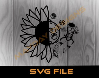 Espacio, girasol, astronauta, vinilo, svg, digital, impresión, planeta, archivo SVG, cricut