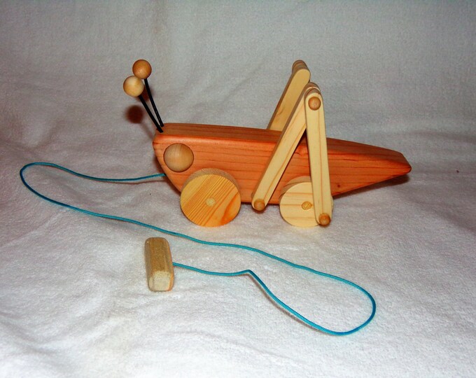 Handmade Wooden Grasshopper Pull Toy Natural Wood With - Etsy