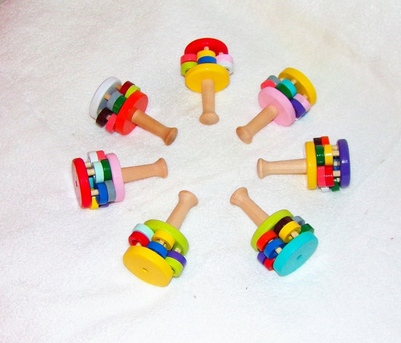 Handmade Wooden Baby Rattle Round and Colorful Etsy
