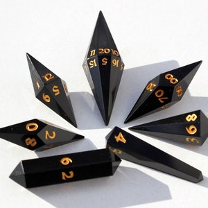 Black Shards Crystal DnD Dice - Ethereal Enigma