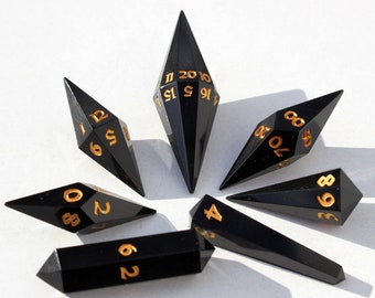 Black Shards Crystal DnD Dice - Ethereal Enigma