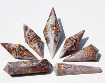 Copper & Pearlescent Crystal Dnd Dice Copper Marble