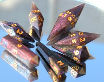 Handmade Iridescent Multi-Color Crystal Dark Dnd Dice. Black Opal 09