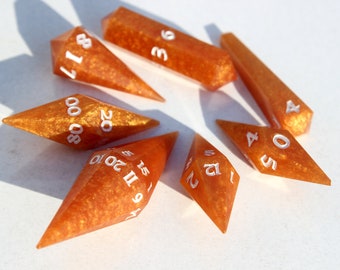 Orange Crystal DnD Exotic Dice Enchanted Honey