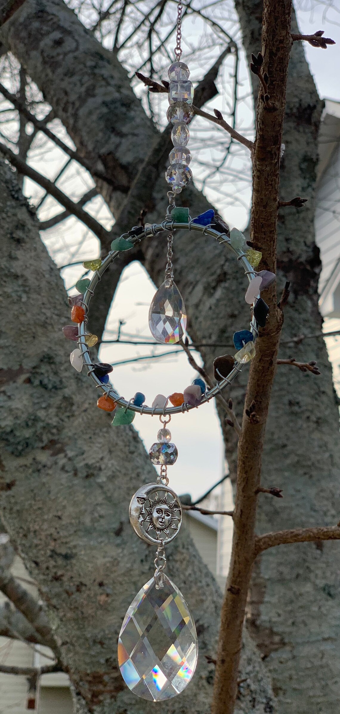 Glass beaded crystal suncatcher Etsy