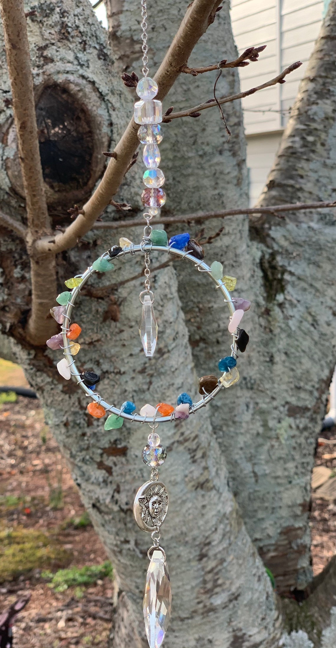 Glass beaded crystal suncatcher Etsy