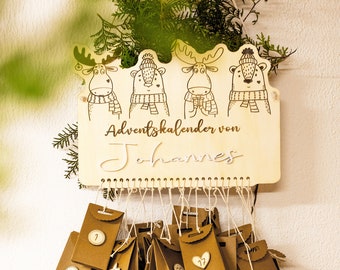 Adventskalender zum befüllen, Adventskalender aus Holz,Personalisierter mit Namen, Advent, Weihnachten,