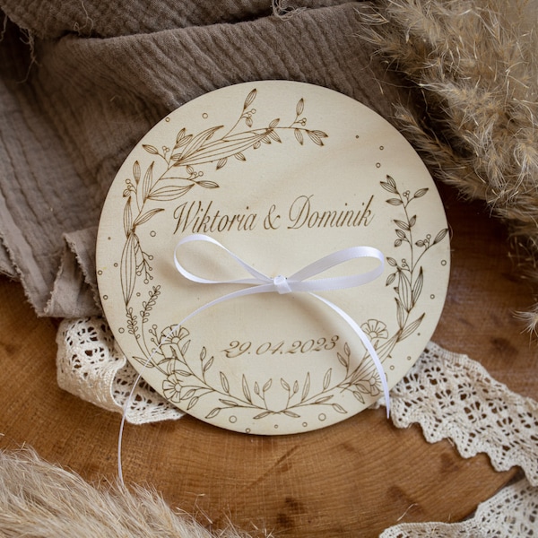 Personalisiertes Ringkissen aus Holz für Euren schönsten Tag, Ringscheibe, Ringplatte, Hochzeit,ringkissen hochzeit