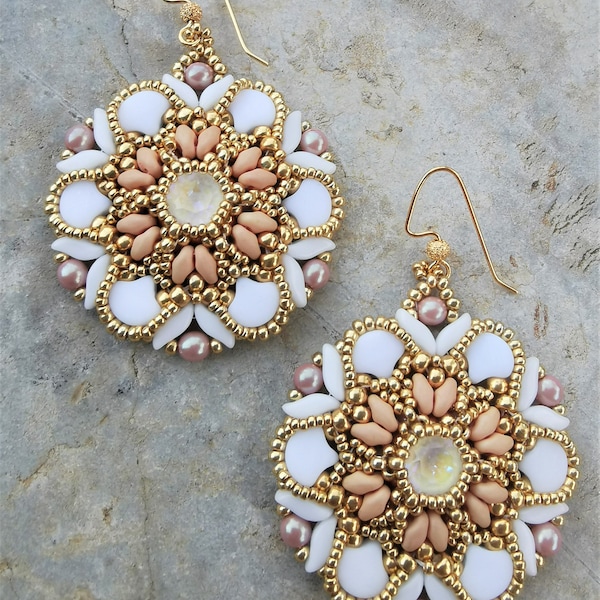 DIY ITA ENG Laelia Earrings /Laelia Earrings beading tutorials and pattern,beading pattern and tutorials, beadwork pattern