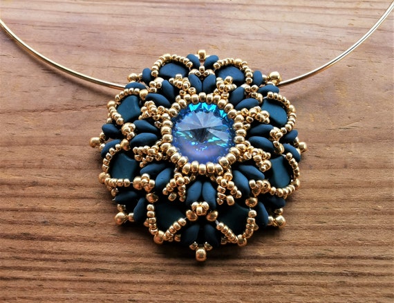 Beading pattern, Ciondolo Winter Pendant, Paisley, Ginko, beadwork, beading pattern, Download pattern, beadwork drawing pdf