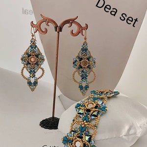 kit set goddess, bead kit, pattern and kit, wibeduo kit, bicone swarovski kit, 8 mm swarovski chaton kit, parure kit, diy kit