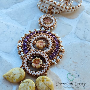 Tinia choker kit, Czechs, peyote, flower beads, Leaves