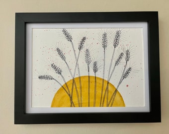 6x8 inch Watercolor and Ink- "Wheat"