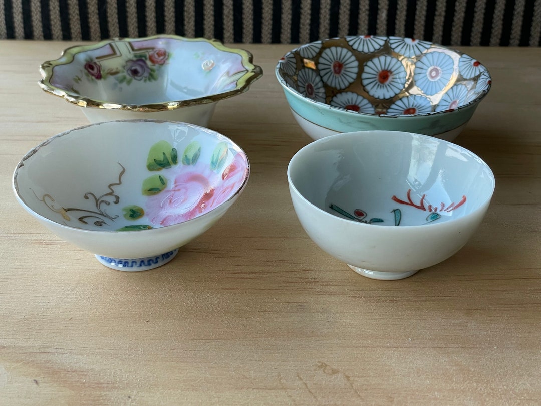 Footed Nippon Salt Cellars/nut Bowls Various Patterns Vintage Hand Painted Etsy