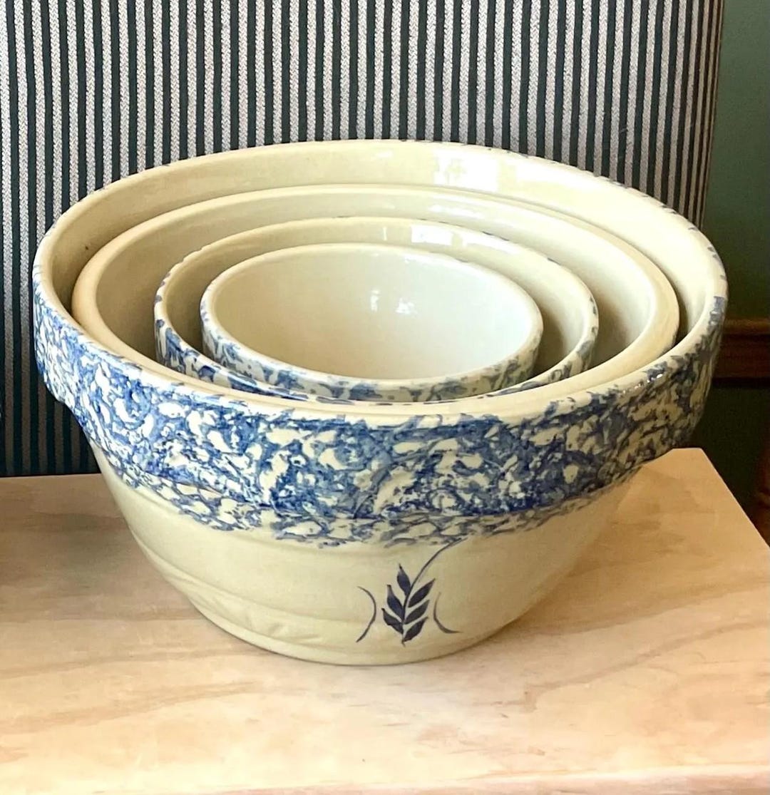 Robinson Ransbottom Pottery Spongeware Band Wheat Pattern Bowls - Etsy
