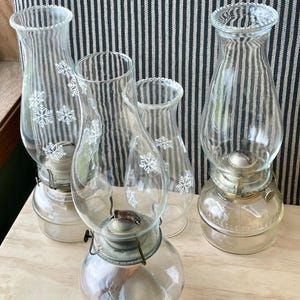 Antique Large Clear Glass Oil Lamps and Extra Globe