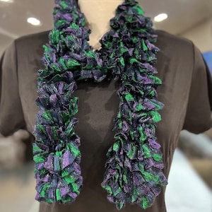 Ruffled Crochet Lace Scarf, Womens Long Scarf, Gift for Her | READY TO SHIP