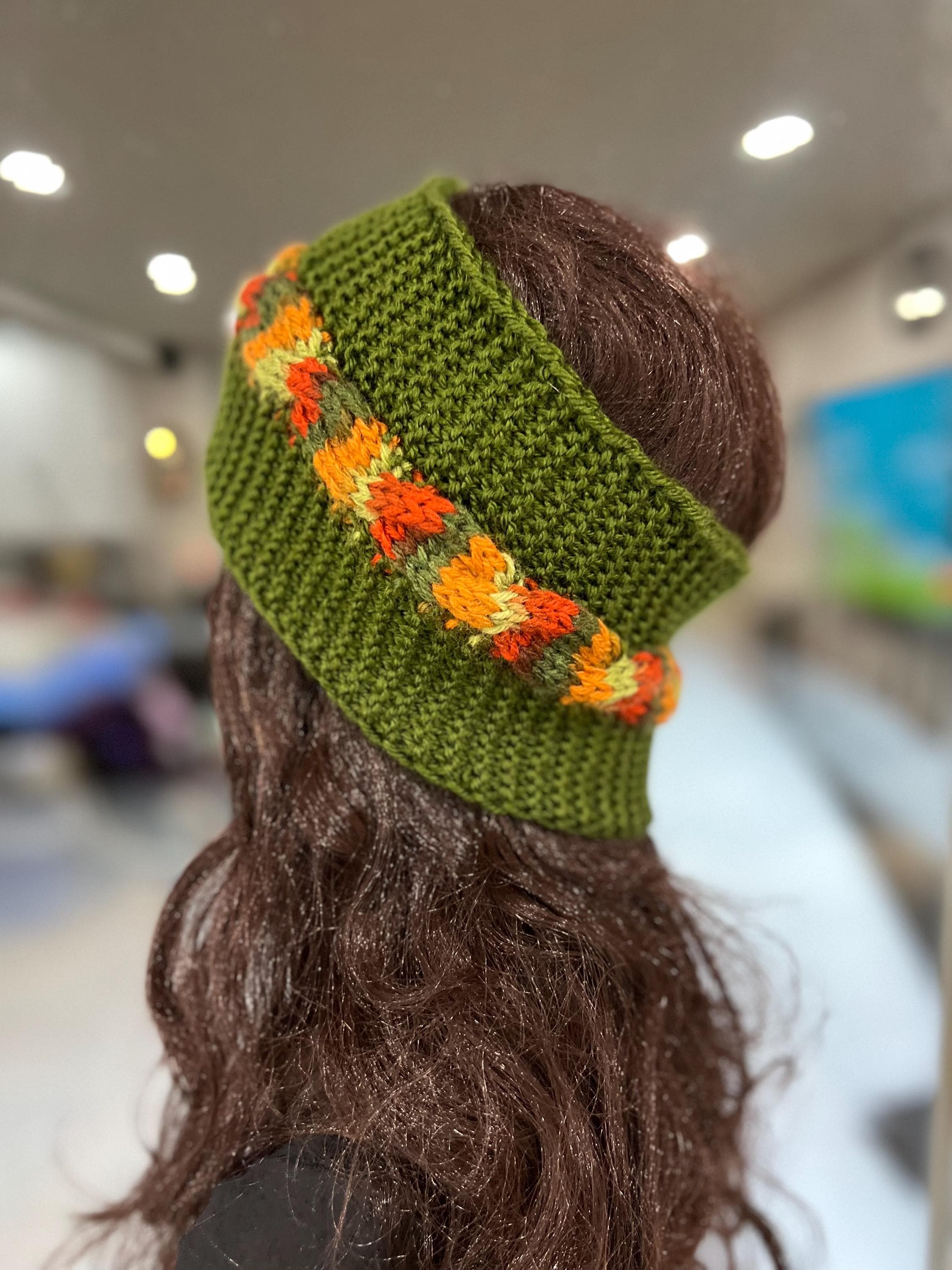 Handmade Knit Ear Warmer Headband, Multi-color Cable Design  display picture 2