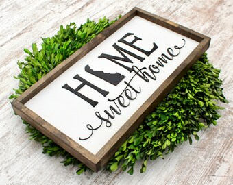 Delaware Home Sign | 3D Wood Frame Decor, Sweet Home Sign