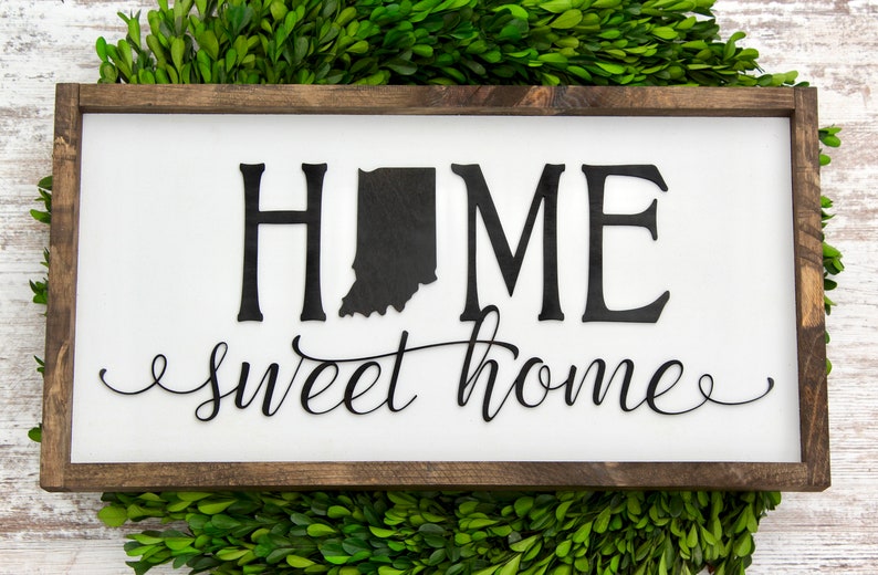 Indiana Indianapolis Indiana Sign Home Sweet Home Etsy