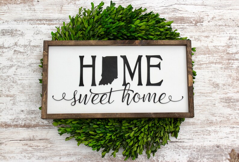 Indiana Indianapolis Indiana Sign Home Sweet Home Etsy