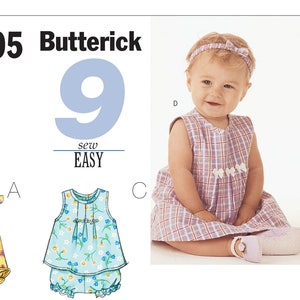 Sewing Pattern for Infants' Dresses,  Butterick Pattern B3405, Infants' Dresses, Top, Romper, Panties, Hat and Headband, Summer Dresses