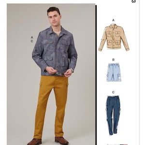Sewing Pattern for Men's Jacket, Shorts and Pants, McCalls Pattern S8393, New Pattern,  Sizes 34 to 52, Cargo Pockets, Denim Jacket