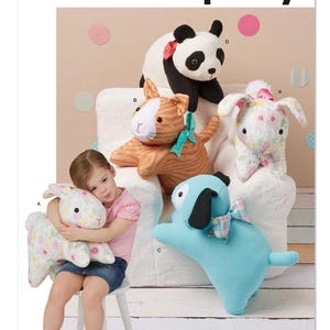Sewing Pattern for Large Stuffed Animals, Simplicity S3023, Stuffed Bunny, Cat, Dog, Panda Bear, Child's Stuffed Toys, New Pattern, Easy Sew