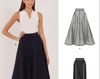Sewing Pattern for Womens Skirts in Two Lengths, New Look Pattern N6825, New Pattern, Misses' Easy Sew Skirts, Flared or Slim, Sizes 6-16