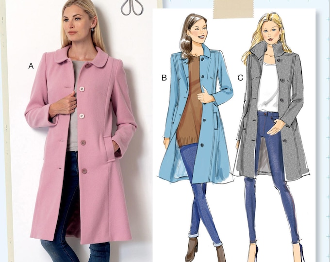 Sewing Pattern for Princess Seamed Misses Coats, Collar Variations ...