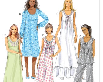 Sewing Pattern for Misses'/Women's Ruffled Top, Gowns and Pants, Butterick Pattern B5792, Plus Sizes Avail, Sleepwear, Nightgowns, Capri PJs