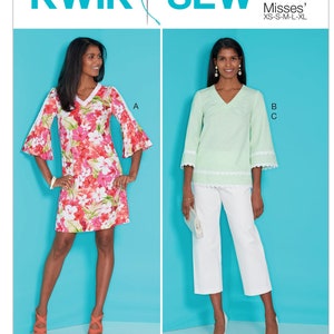 Sewing Pattern for Womens' Dress, Tunic Top & Cropped Pants, Kwik Sew # 4262, Women's Wardrobe Pattern, K4262