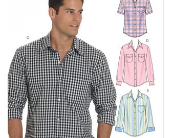 Sewing Pattern for Mens Button-Down Shirts, McCalls M6044, Men's Shirt Pattern, Long Sleeve, Short Sleeve, One or Two Pockets, Sizes S-XXXL