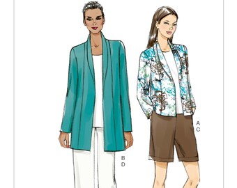 Sewing Pattern WOMENS Jacket, Pants & Shorts, Vogue Pattern V9011, Very Easy Sew, Open Front Jacket w/ Pants or Shorts, Very Easy Vogue, OOP