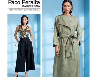 Sewing Pattern Womens DUSTER COAT and PANTS, Vogue Pattern V1619, Paco Petalta Barcelona, Vogue Designer Original, Long Coat & Wide Leg Pant
