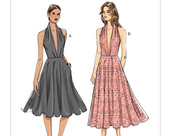 vogue レイニー Sewing Pattern for Womens Halter Style Dresses, Vogue