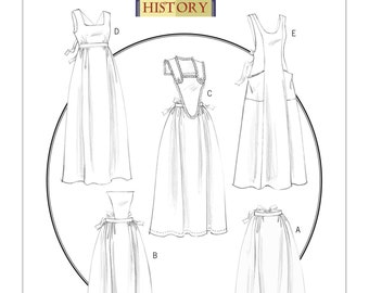 Sewing Pattern for Historical Full-Length & Waist Aprons, Butterick Costume Pattern B5509, Halloween, Cosplay, Costume Apron, Making History