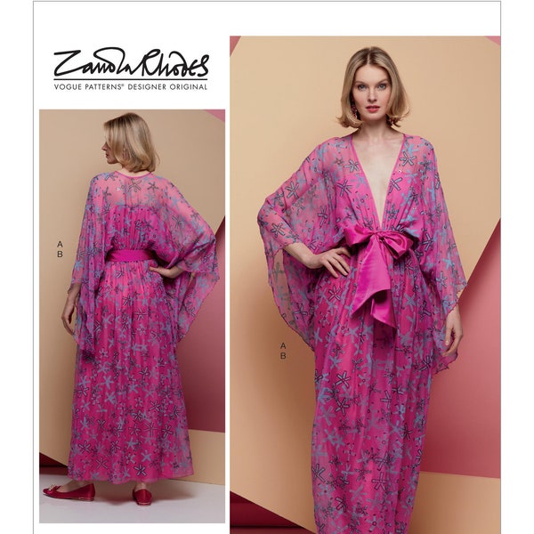 Sewing Pattern for Womens Special Occasion Dress, Vogue Pattern V1627, Womens Dress, Designer Zandra Rhodes, Kimono Dress