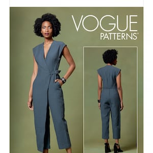 Sewing Pattern for Womens JUMPSUIT, Vogue Pattern V1645, Womens Vogue Pattern, Womens Sleeveless Mock Wrap Jumpsuit, NEW Pattern