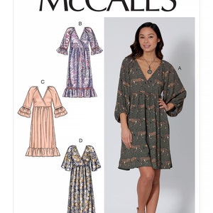 Sewing Pattern for Womens Dress, McCalls Pattern M7969, New Pattern,  Very Loose Fitting Dress, Easy Sew, Pullover Dress w/Maxi Dress Choice