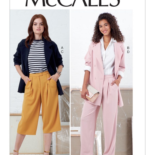 Sewing Pattern for Womens Jacket & Pants, McCall's Pattern M7876, NEW PATTERN, 1980's Retro Look, Pleated Loose Fit Pants, Slouchy Jacket