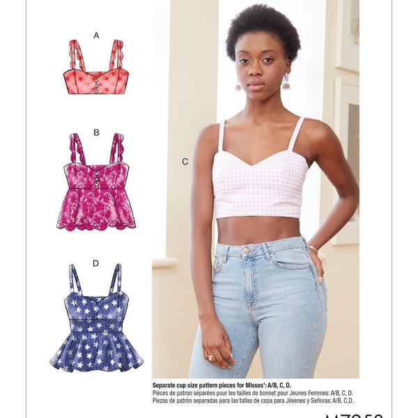 Sewing Pattern for Womens Tops, McCalls Pattern M7958, New Pattern, Easy Sew Pattern, Summer Tops, Bra Tops, Custom Cup Size Pattern
