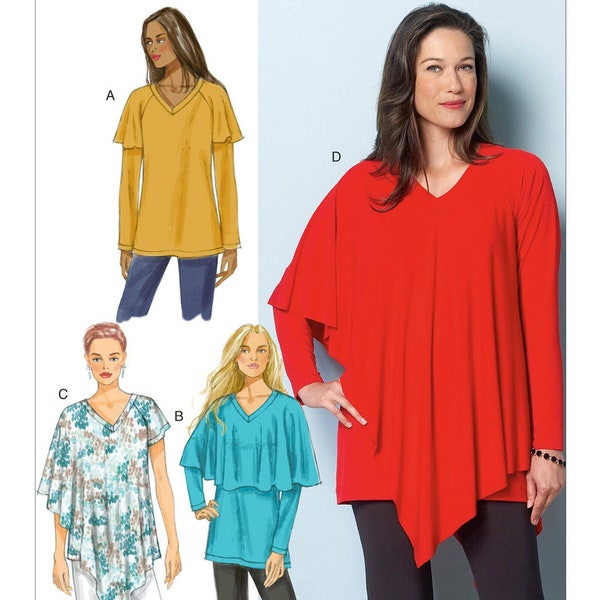 Sewing Pattern for Misses' Raglan Sleeve Tunics with Overlays, Butterick Pattern B6289, Women's Top, Tunics